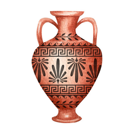 古代ギリシャの陶器の水彩アンティークギリシャの花瓶テラコッタ